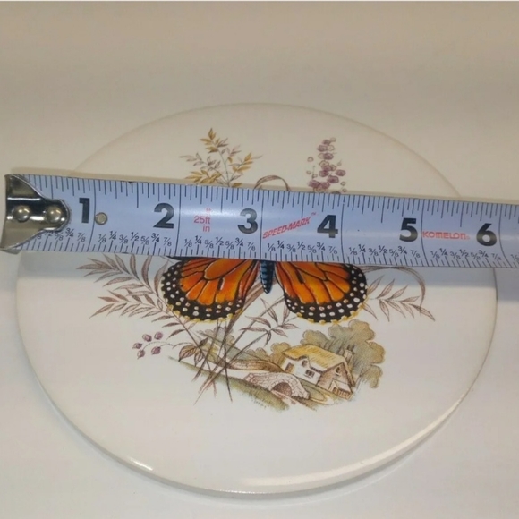 Vintage H&R Johnson Round Tile Monarch Butterfly - Picture 4 of 4